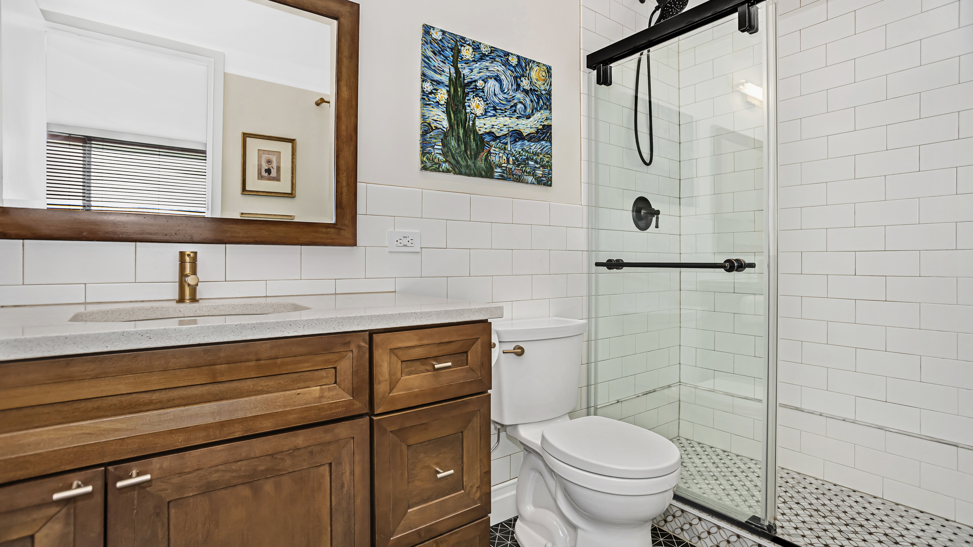 Undisclosed Address Chicago, IL 60657 - Photo 13 of 23 a bathroom with a toilet a sink and mirror