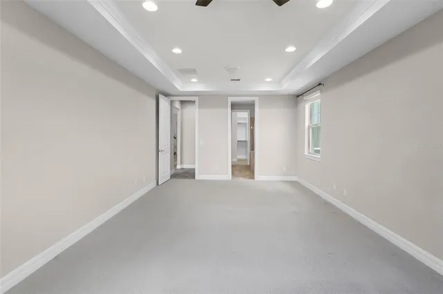 a view of an empty walk in closet