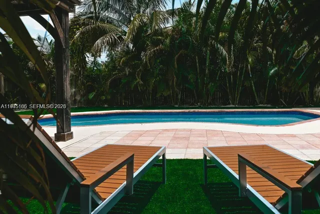 a view of an outdoor space with seating