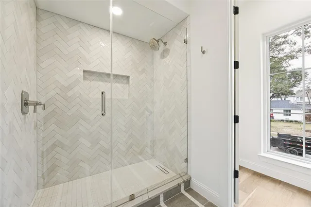 a bathroom with a shower