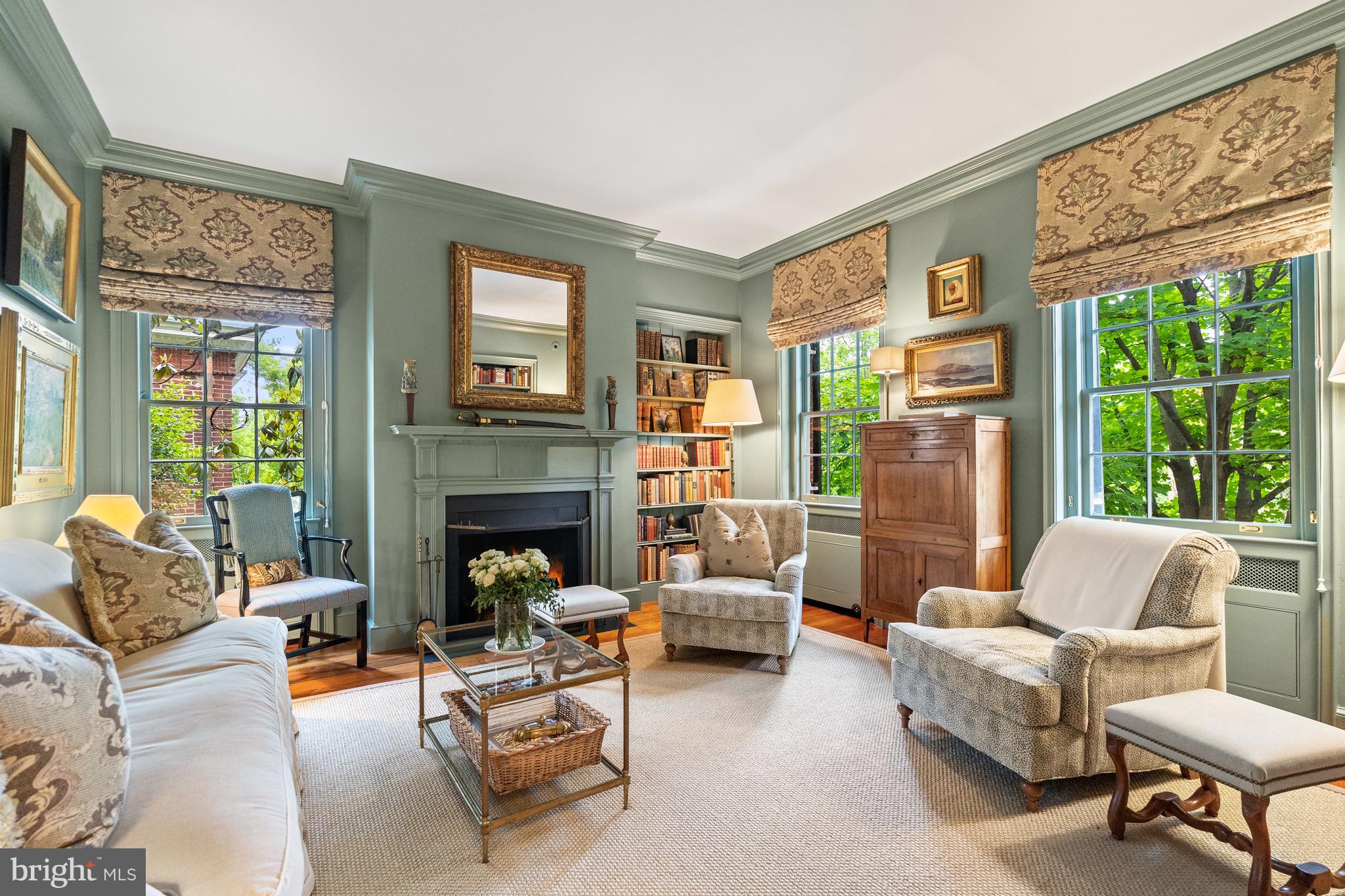 1671 31st Street Northwest Washington, DC 20007 - Photo 11 of 27 a living room with furniture and a fireplace
