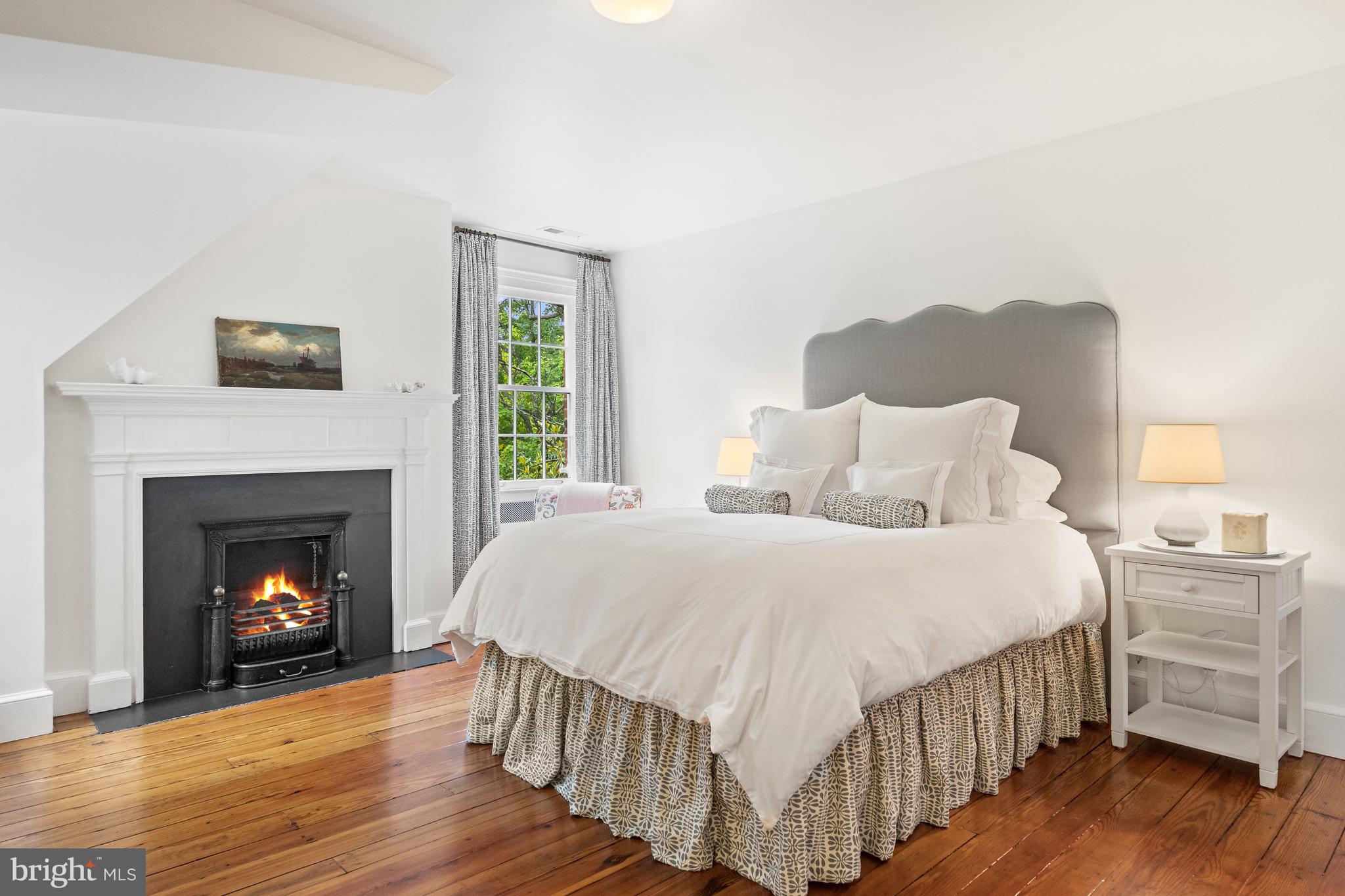 1671 31st Street Northwest Washington, DC 20007 - Photo 16 of 27 a bedroom with a bed and a fireplace