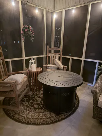 a living room with furniture