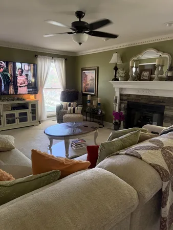 a living room with furniture