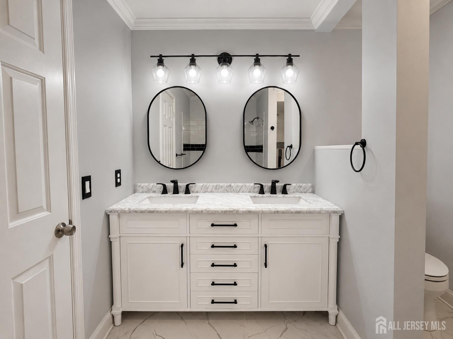 91 Delaware Lane Somerville, NJ 08876 - Photo 26 of 33 a bathroom with a granite countertop double vanity sink