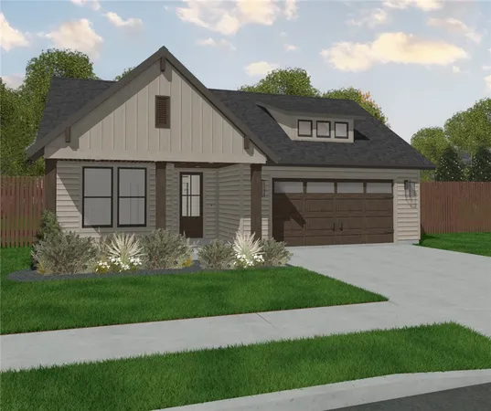 a view of a white house with garden