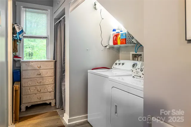a utility room with dryer and washer