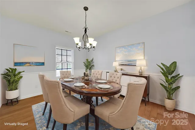 a view of a chandelier in a room