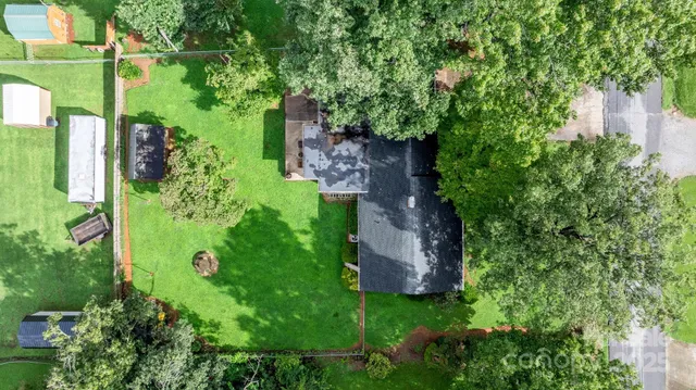 an aerial view of a house