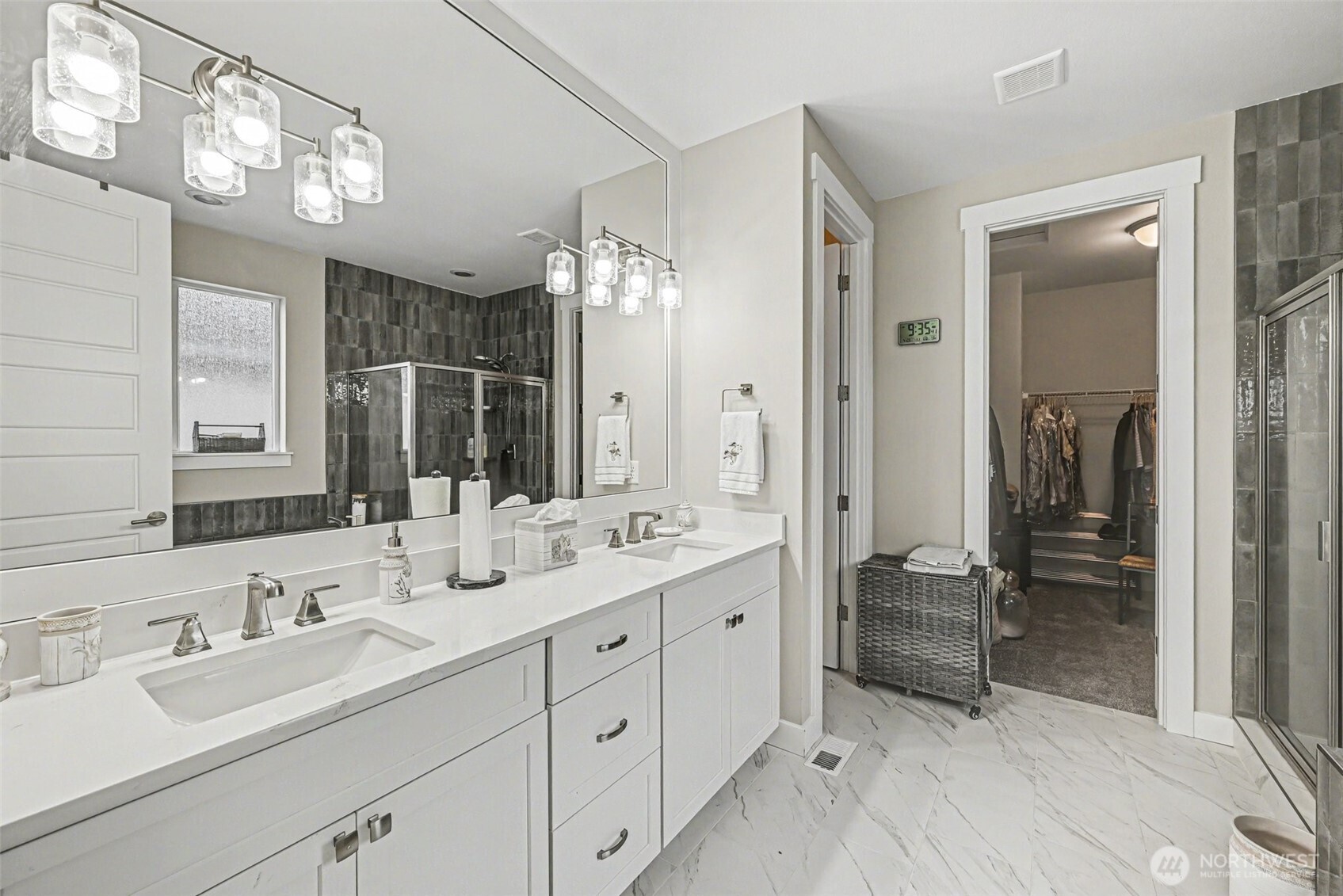 9779 Prospect Place Gig Harbor, WA 98332 - Photo 17 of 33 a bathroom with a double vanity sink mirror and double