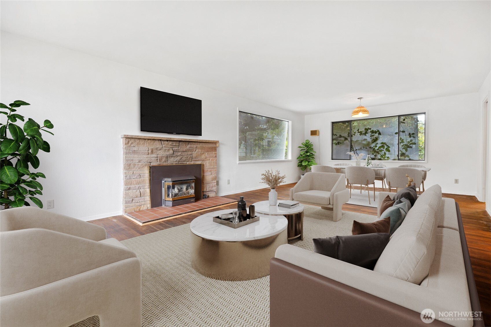 611 3rd Avenue North Edmonds, WA 98020 - Photo 5 of 28 a living room with furniture and a fireplace