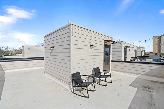 a view of a terrace with seating space