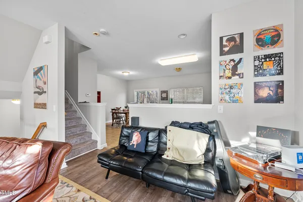 a living room with furniture