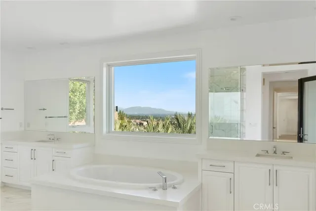 a view of a yard with palm trees