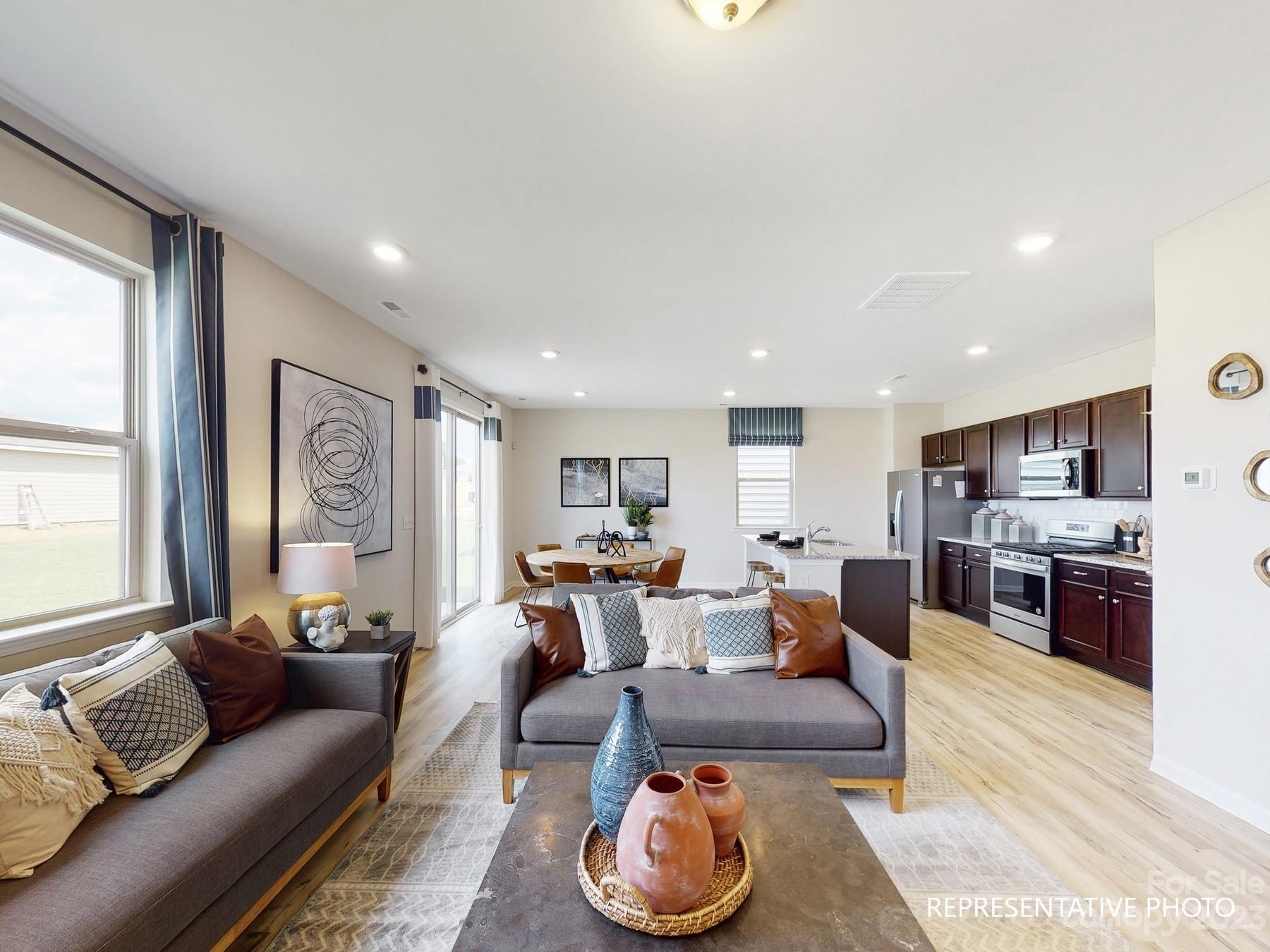 4911 Raspberry Knoll Drive, Unit 41 Charlotte, NC 28208 - Photo 16 of 29 a living room with furniture kitchen and a large window