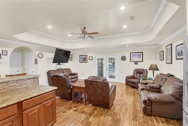 a living room with furniture
