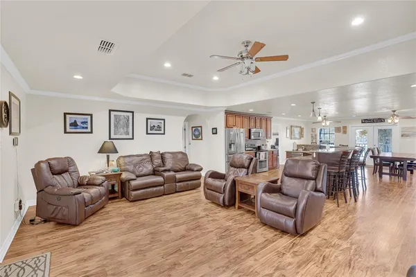 a living room with furniture