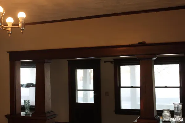 a view of a room that has a window