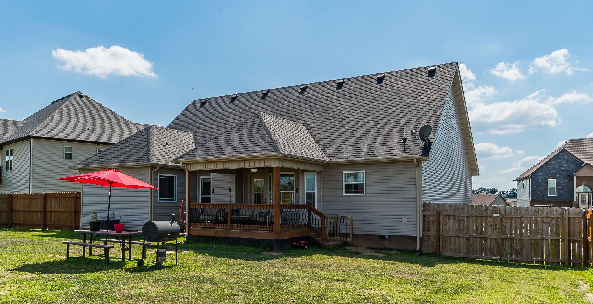 1753 Springhaven Drive Clarksville, TN 37042 - Photo 16 of 18 a patio with a table and chairs under an umbrella