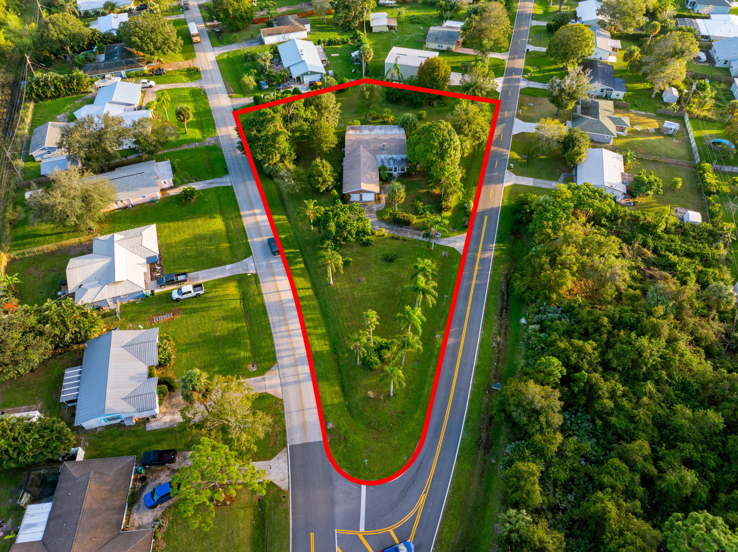 an aerial view of a house