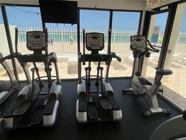a view of a room with gym equipment