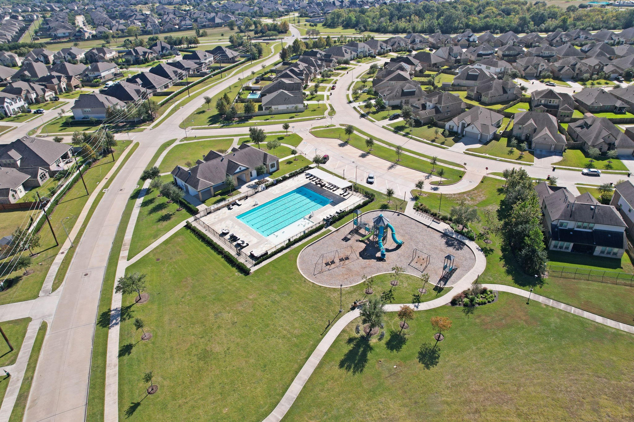 4218 Redford Valley Road Rosharon, TX 77583 - Photo 30 of 36 an aerial view of a house with a swimming pool