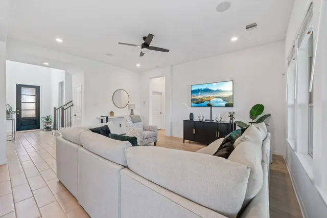 a living room with furniture