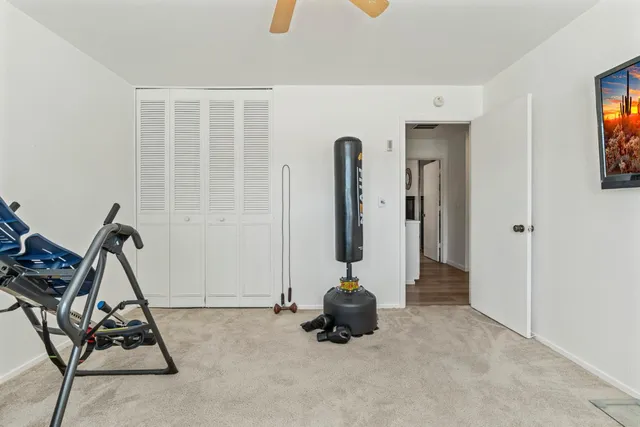 a view of a room with gym equipment