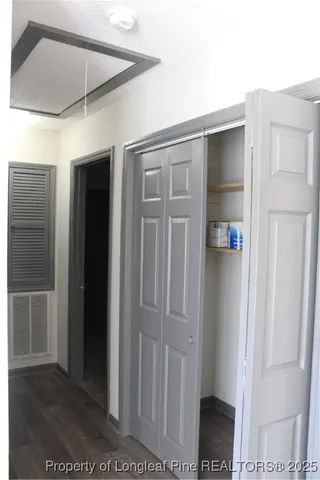 a view of elevator with hallway