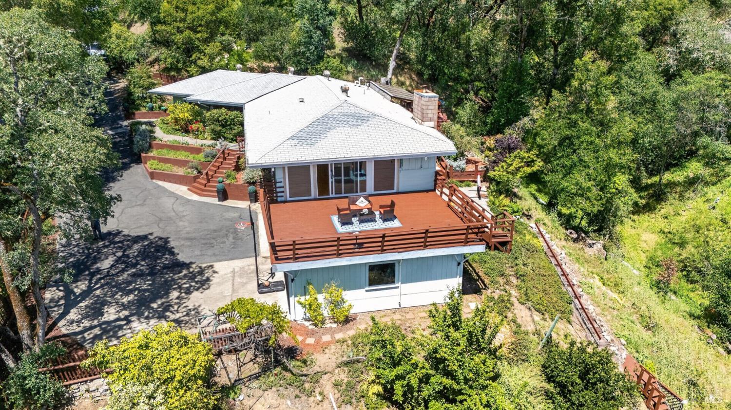 891 Isola Way Ukiah, CA 95482 - Photo 21 of 46 an aerial view of a house with swimming pool garden view patio and balcony