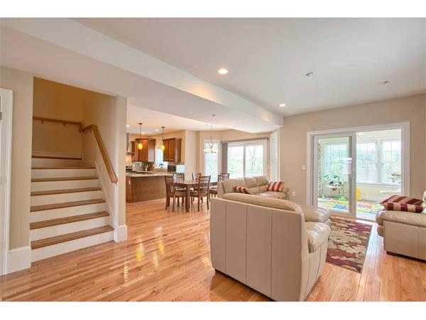 36 Indian Ridge Terrace, Unit 36 Westford, MA 01886 - Photo 5 of 23 a living room with furniture and a dining table with kitchen view