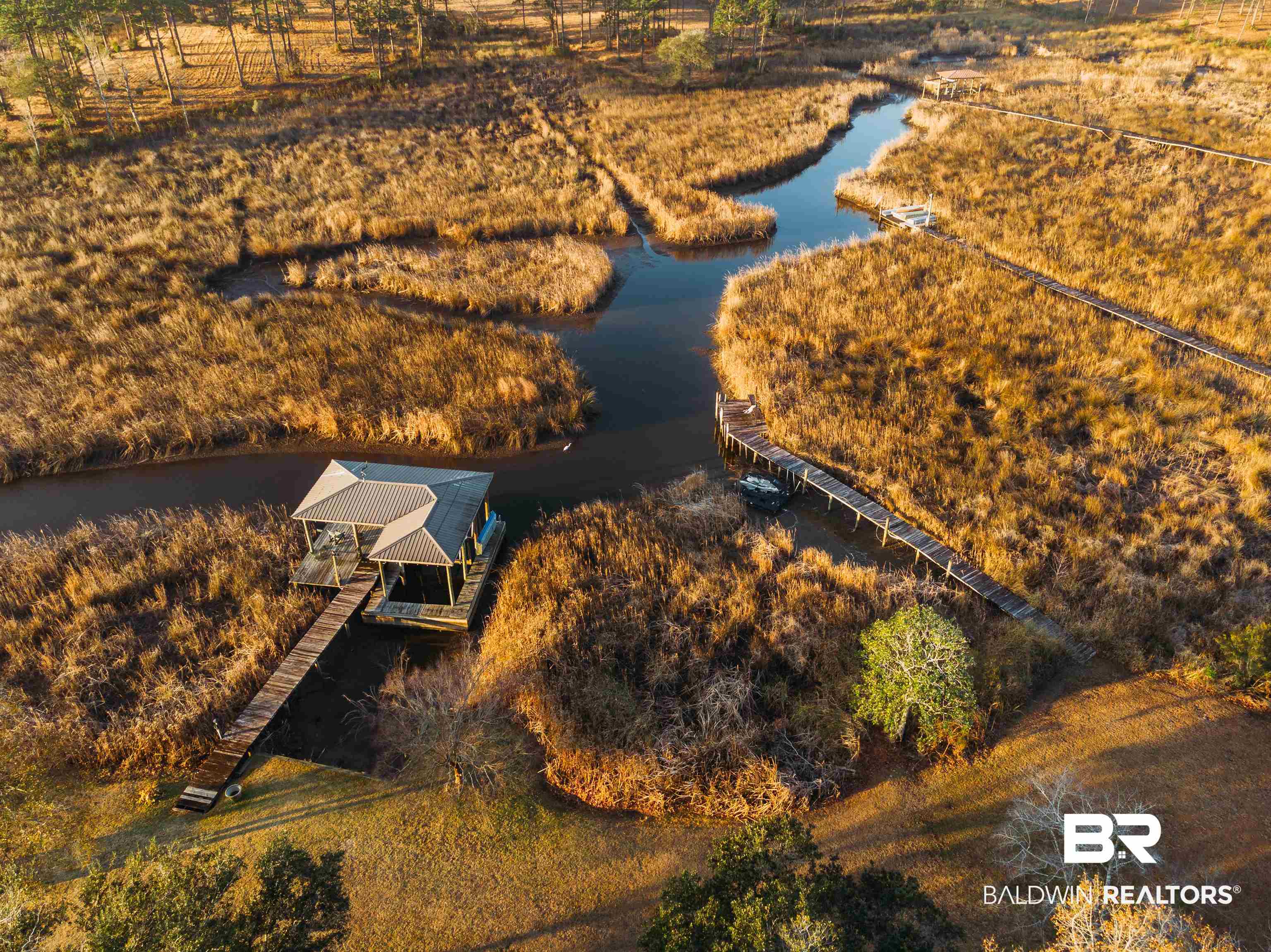 2905 Riverview Pointe Drive South Theodore, AL 36582 - Photo 40 of 44 Aerial view of property and surrounding area featuring a nearby body of water