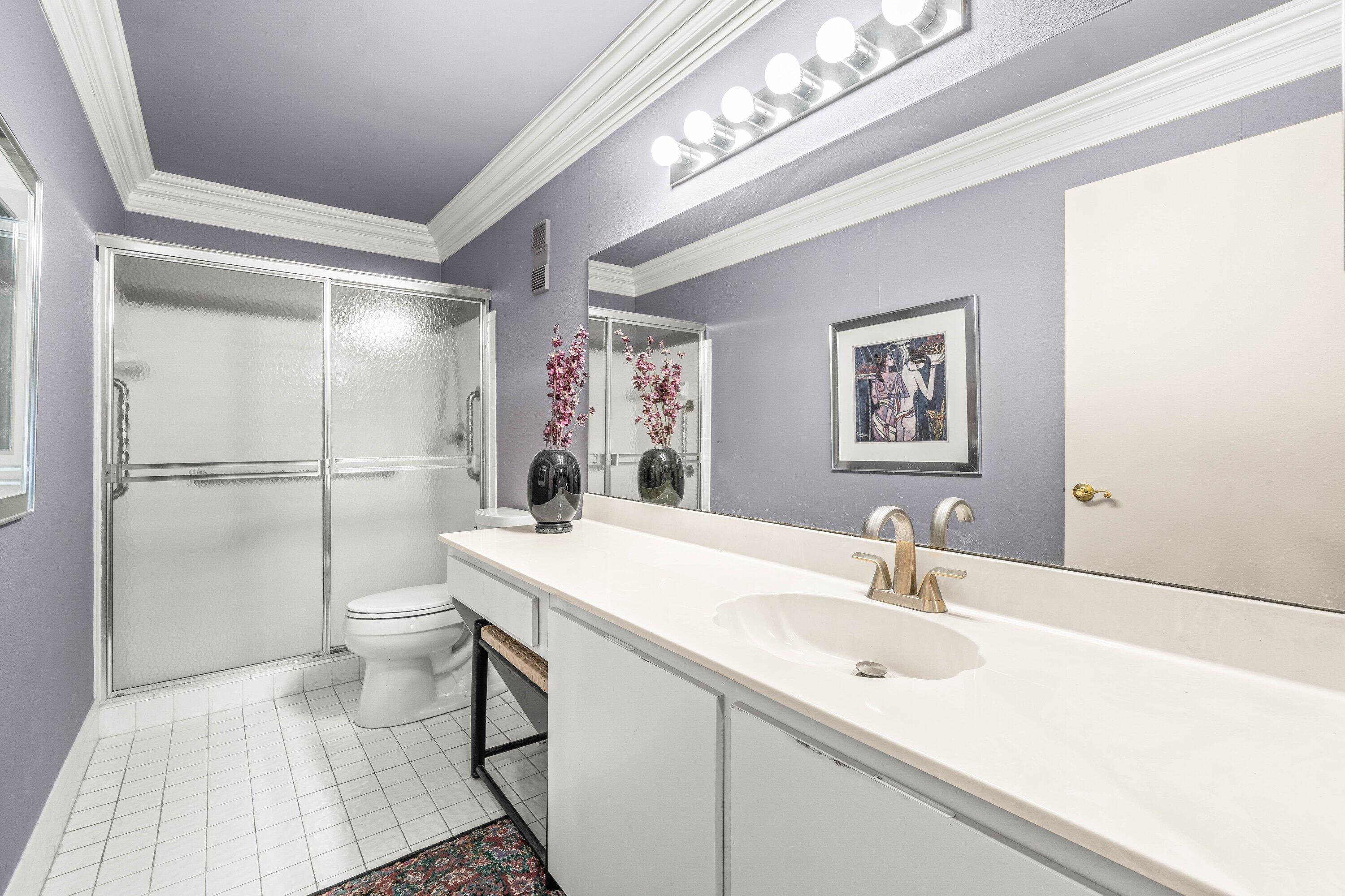 8191 Whispering Palm Drive Boca Raton, FL 33496 - Photo 19 of 34 a bathroom with a sink a toilet a mirror and shower