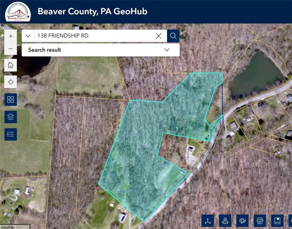 138 Friendship Road Beaver Falls, PA 15010 - Photo 2 of 15 8 acre parcel is highlighted in light blue. 1 acre parcel is surrounded by the larger parcel.