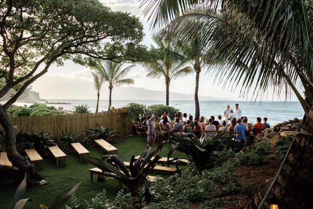 a view of an ocean and city