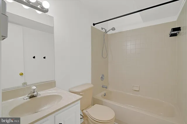 a bathroom with a sink mirror toilet and bathtub