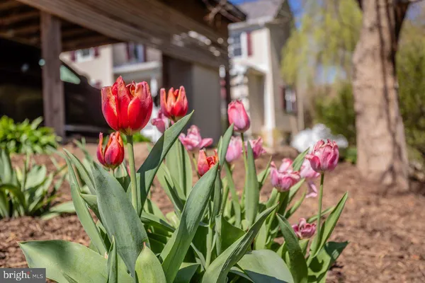 a view of a lake with a patio