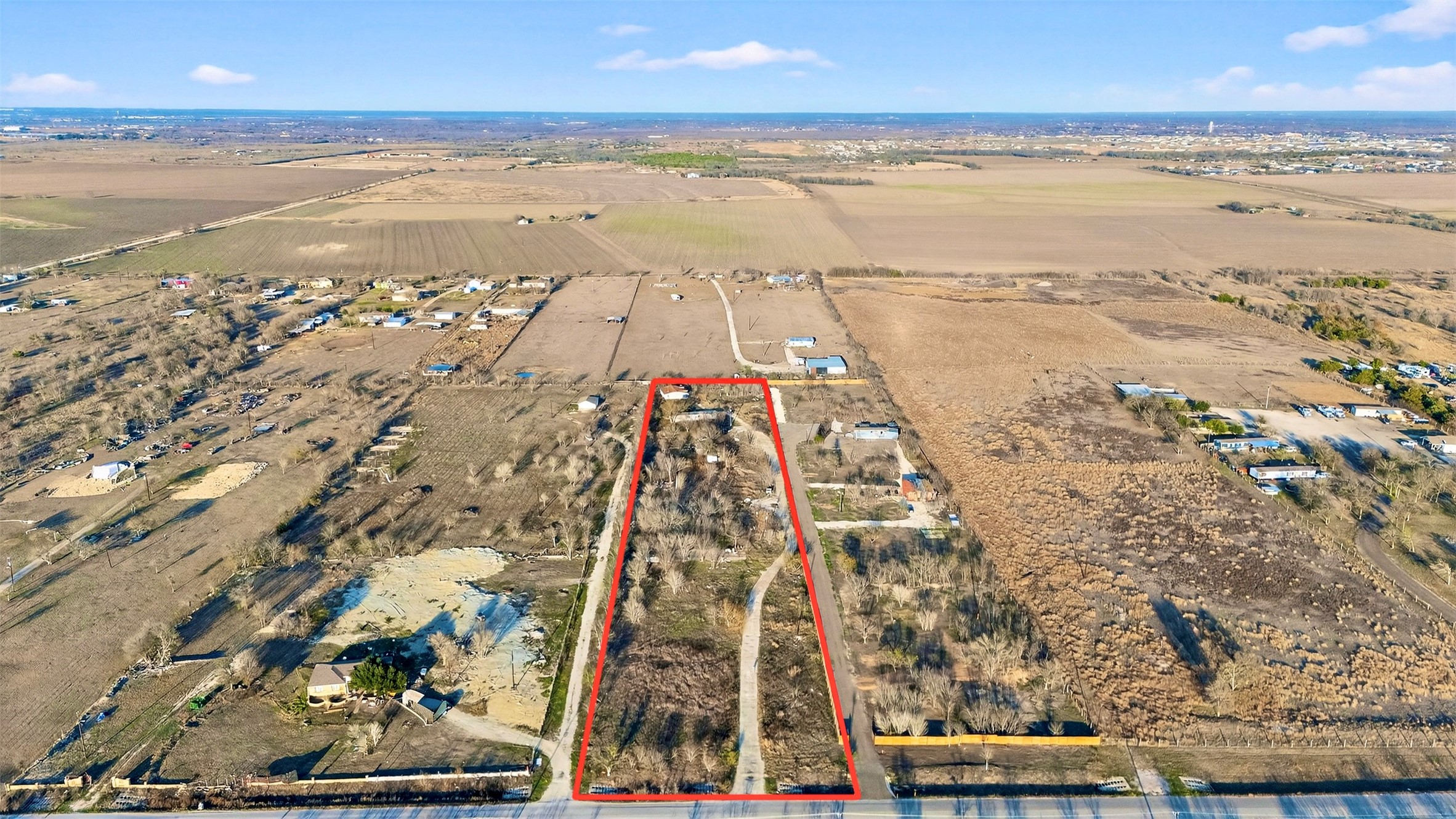 View of rural area with property boundaries highlighted