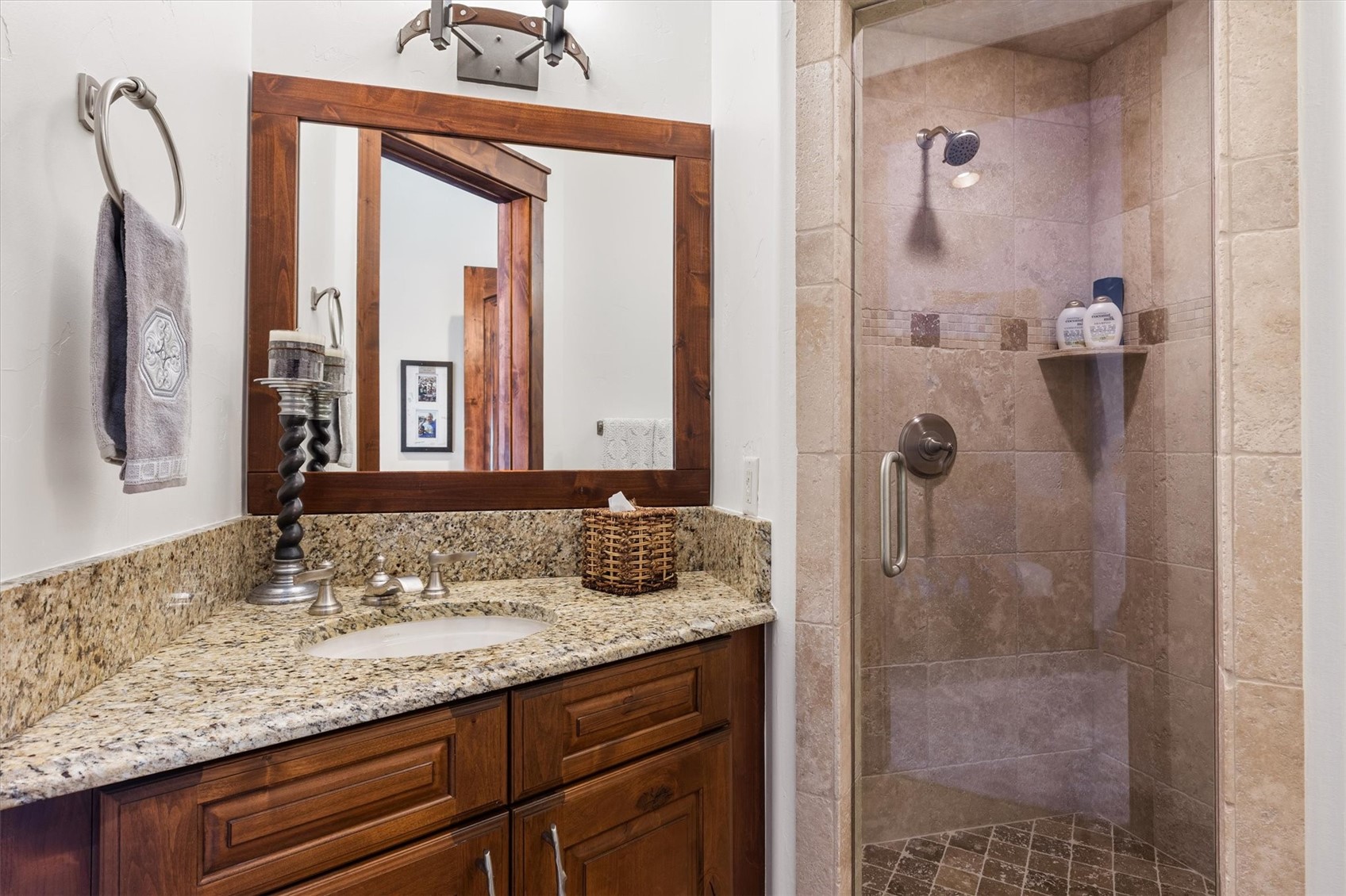 2324 Glacier Ridge, Unit B Steamboat Springs, CO 80487 - Photo 42 of 46 Full bath with vanity and a shower stall