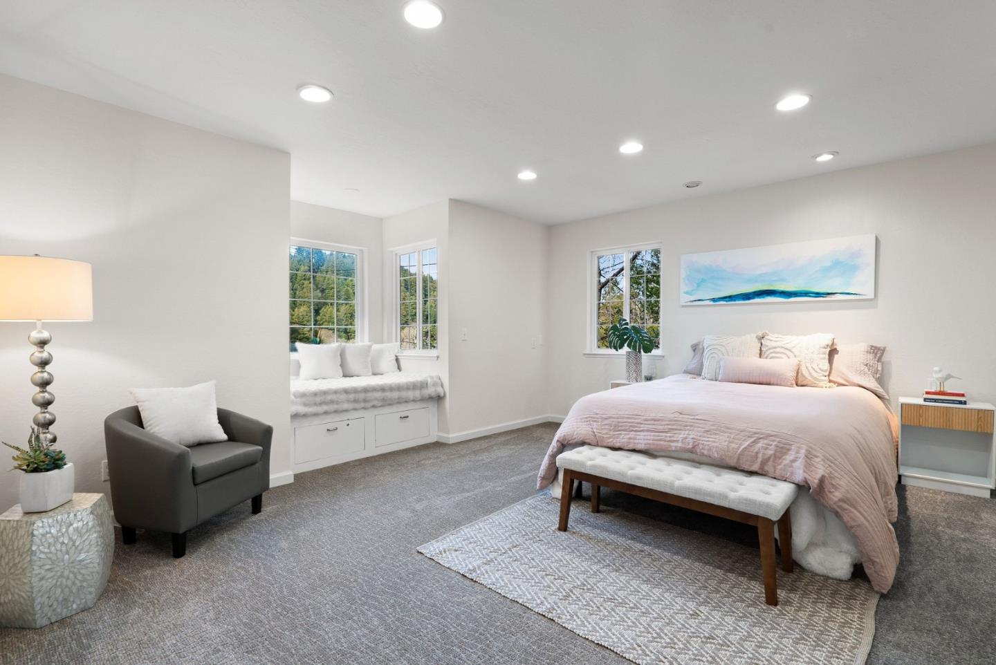 600 Cook Way Ben Lomond, CA 95005 - Photo 19 of 36 a spacious bedroom with a bed and a couch