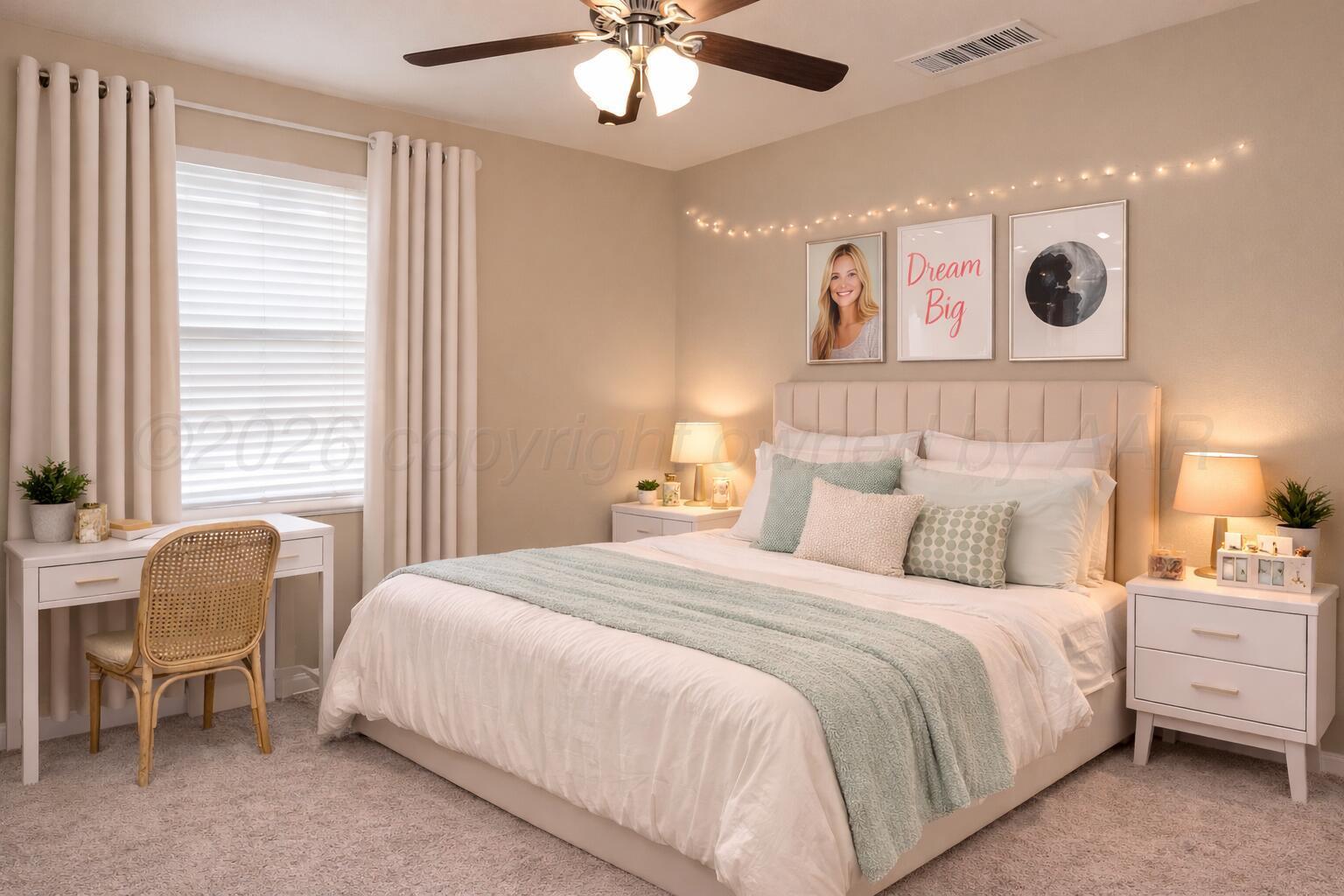 18400 Sundancer Lane Bushland, TX 79124 - Photo 24 of 58 a bedroom with a bed and a chandelier