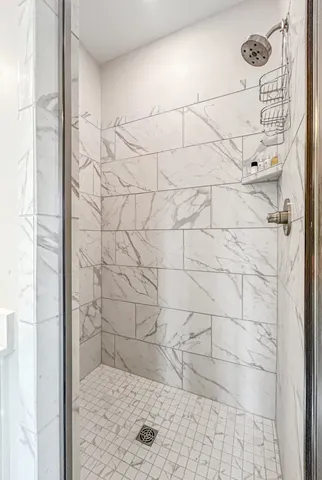 a bathroom with a shower