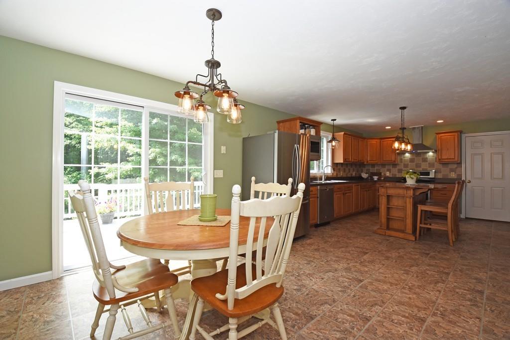 253 Pommogussett Road Rutland, MA 01543 - Photo 5 of 25 a dining room with furniture a chandelier and kitchen view