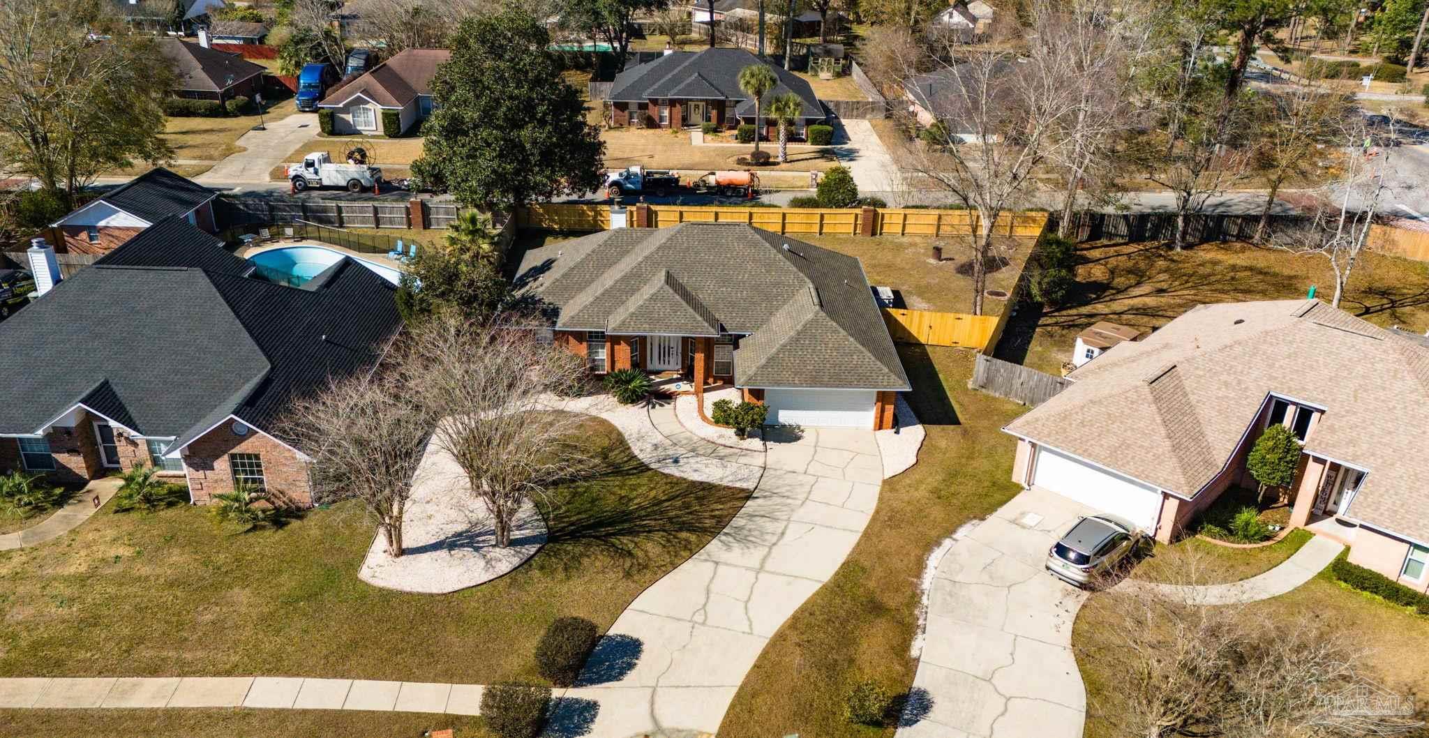 10305 Nightwind Circle Cantonment, FL 32533 - Photo 40 of 46 Aerial view of wide driveway and front landscape.