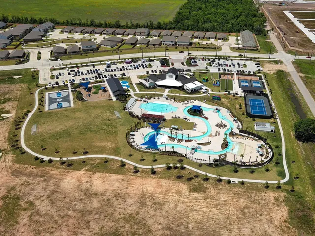 a view of a park with swings