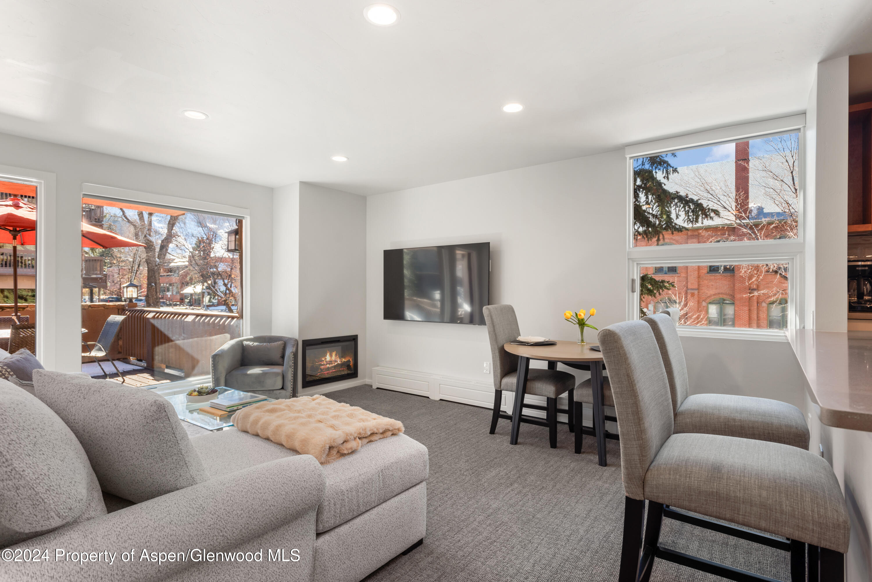 605 East Main Street, Unit 7 Aspen, CO 81611 - Photo 3 of 13 a living room with furniture and a flat screen tv