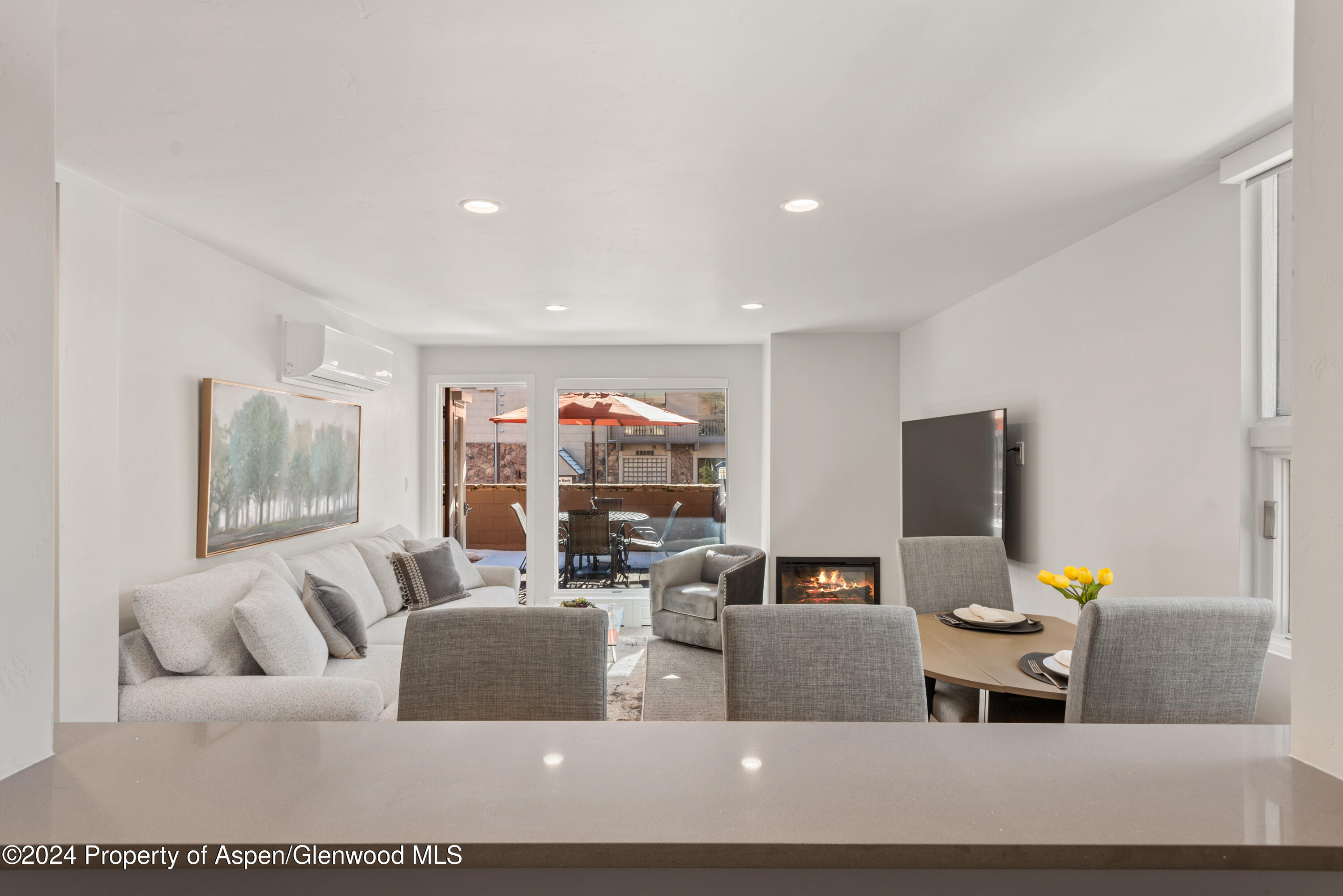 605 East Main Street, Unit 7 Aspen, CO 81611 - Photo 4 of 13 a living room with furniture and a flat screen tv