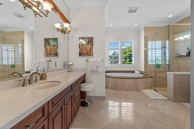 a view of a patio with a table chairs and a fireplace