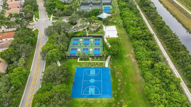an aerial view of a residential houses