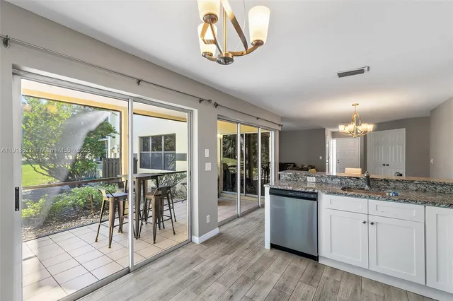 a kitchen with a sink a counter top space and stainless steel appliances
